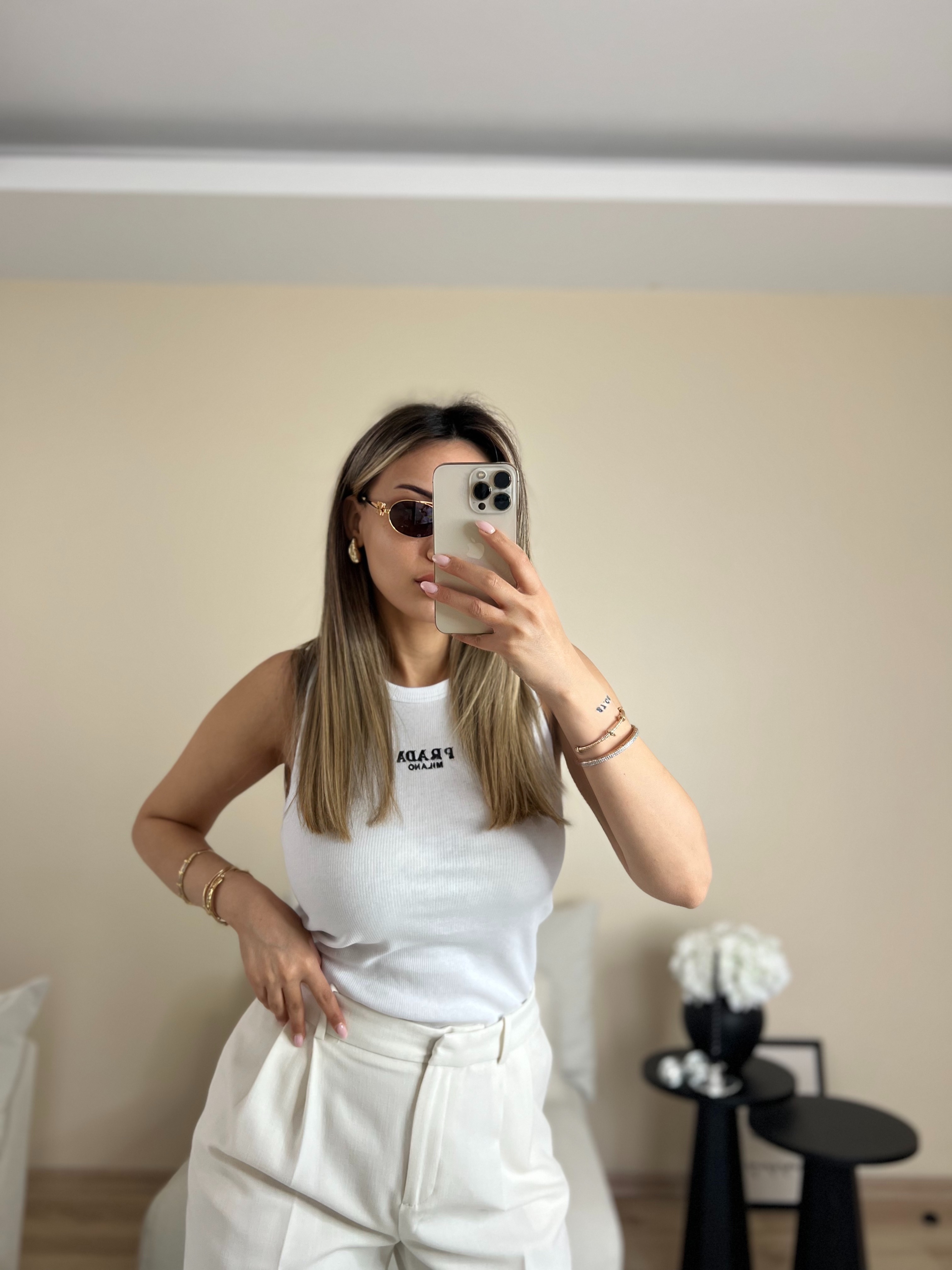 MARKA MODEL BASKILI BEYAZ ATLET - BEYAZ