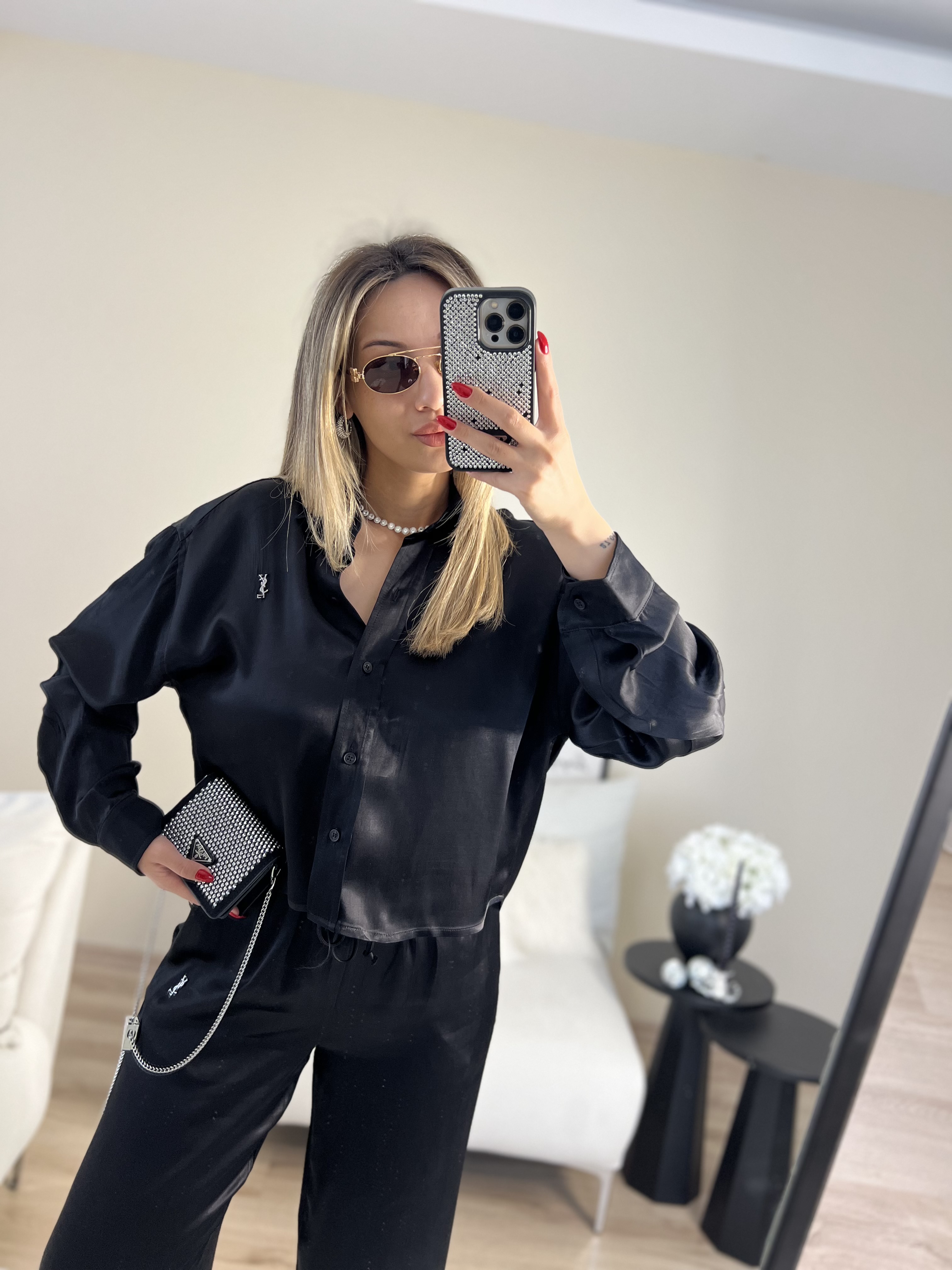 PREMIUM SATEN GÖMLEKLI TAKIM - SIYAH