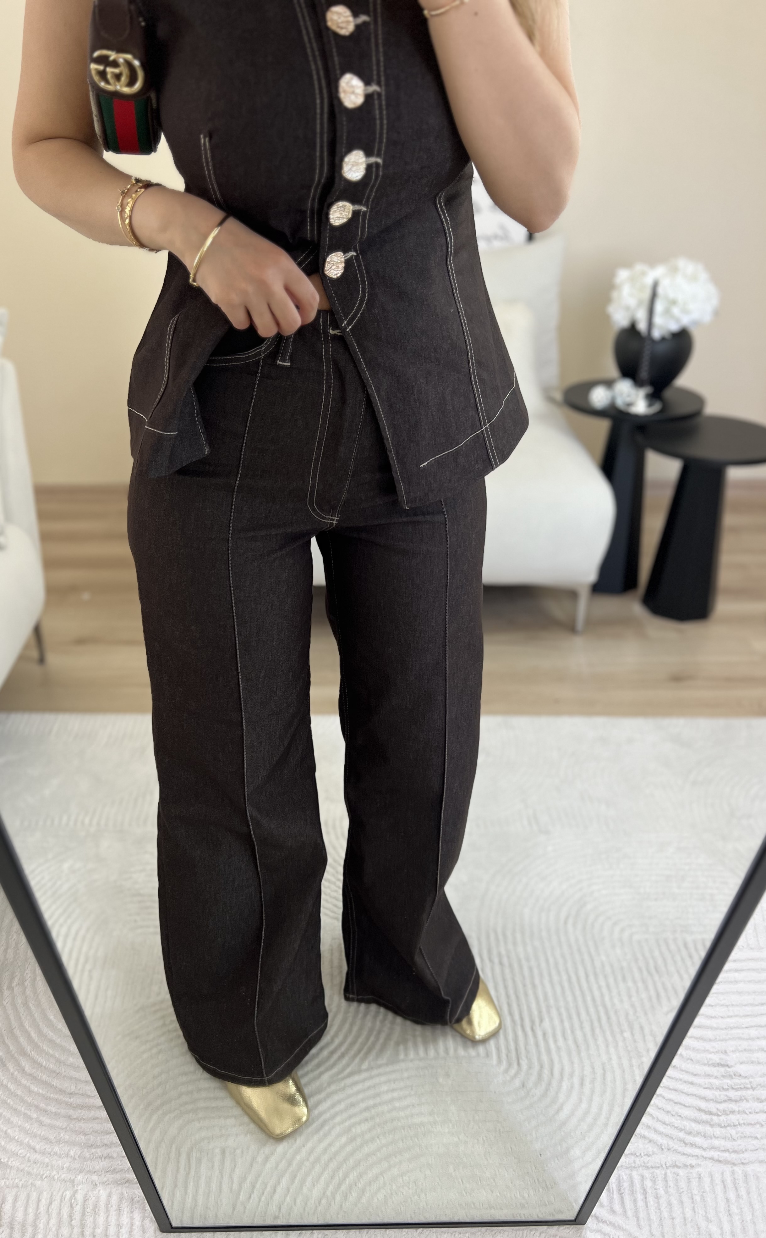 DENIM KAHVERENGI JEAN PANTOLON - KAHVERENGI