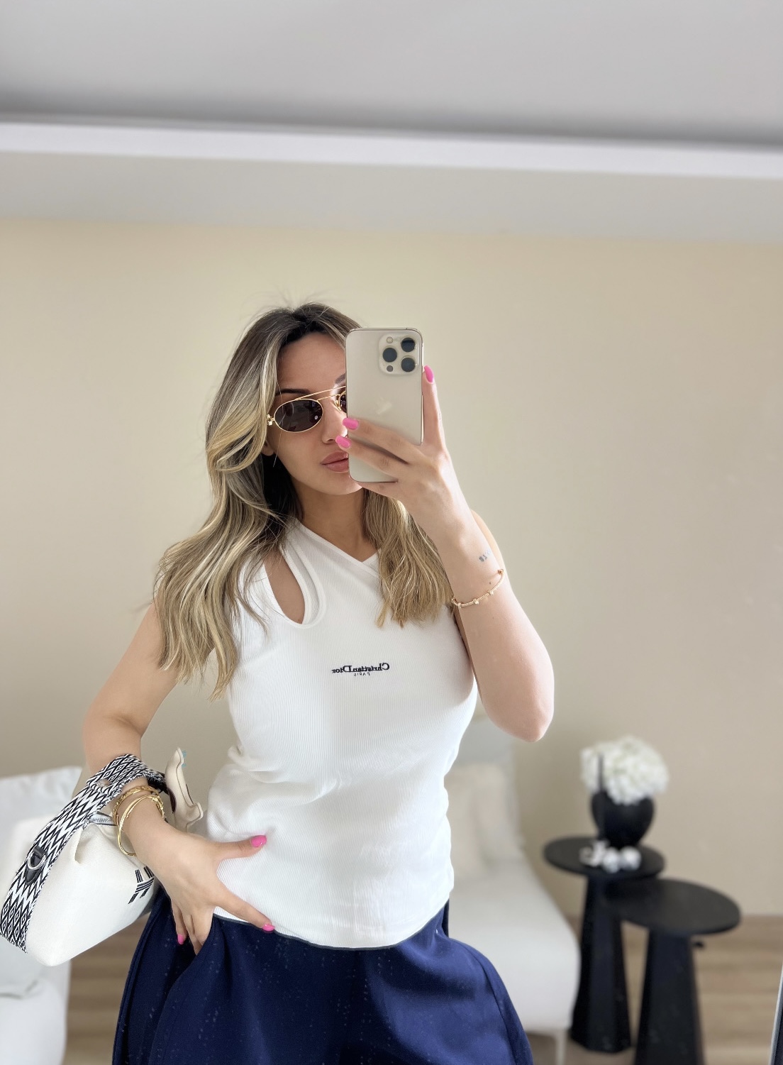 Premium çift taraflı beyaz atlet - Beyaz