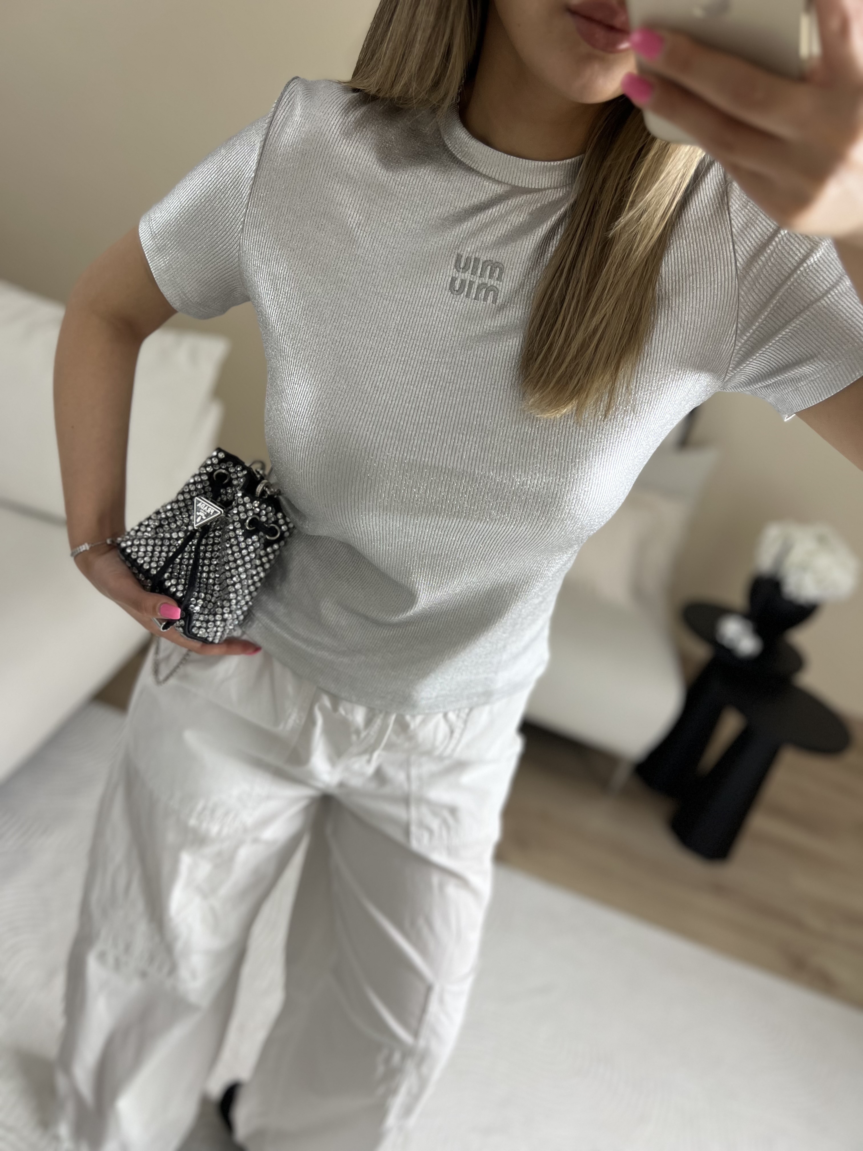 Premium Gümüş baskılı Tşört - Gümüş