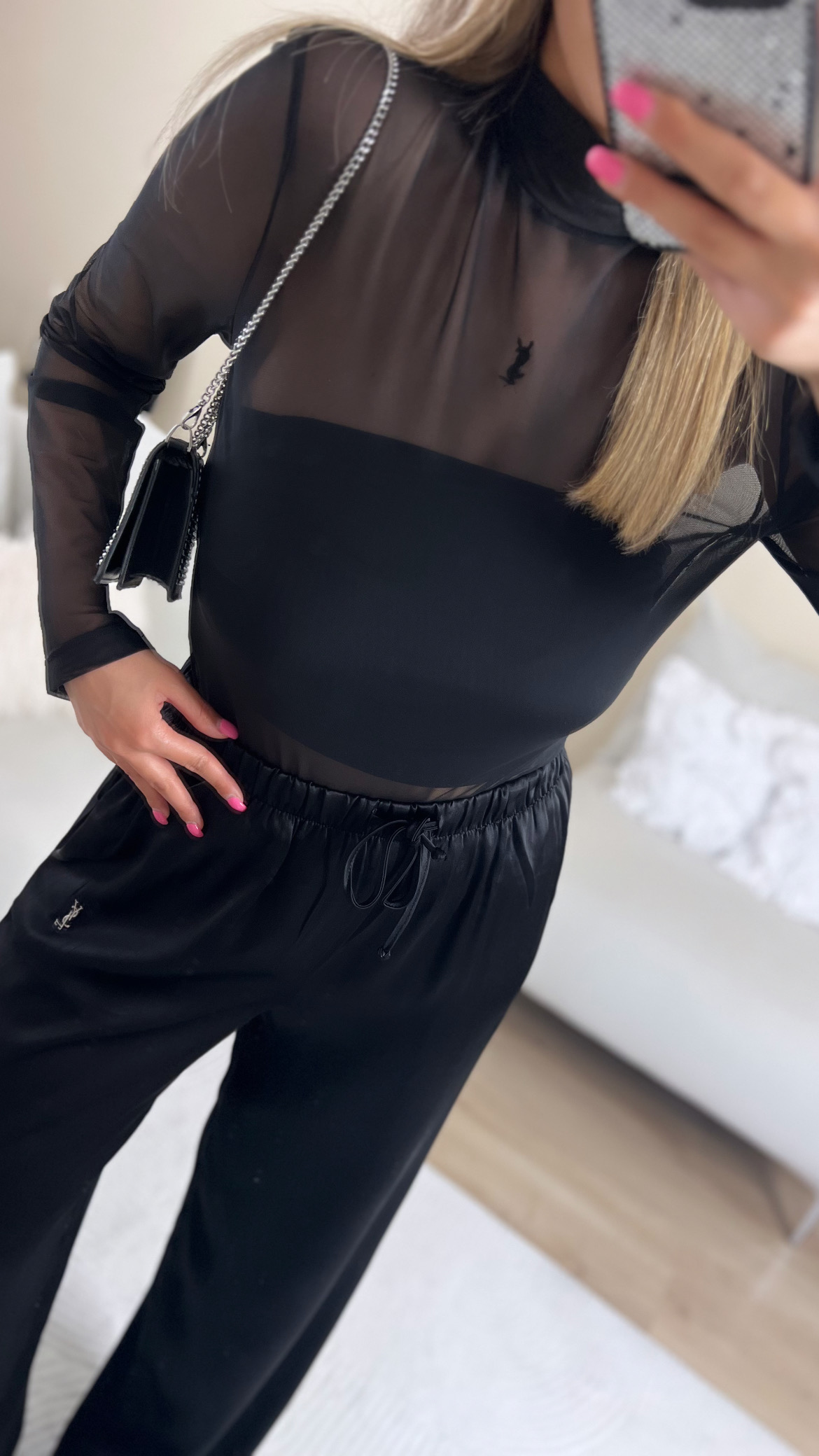 Premium Transparan bluz - Siyah